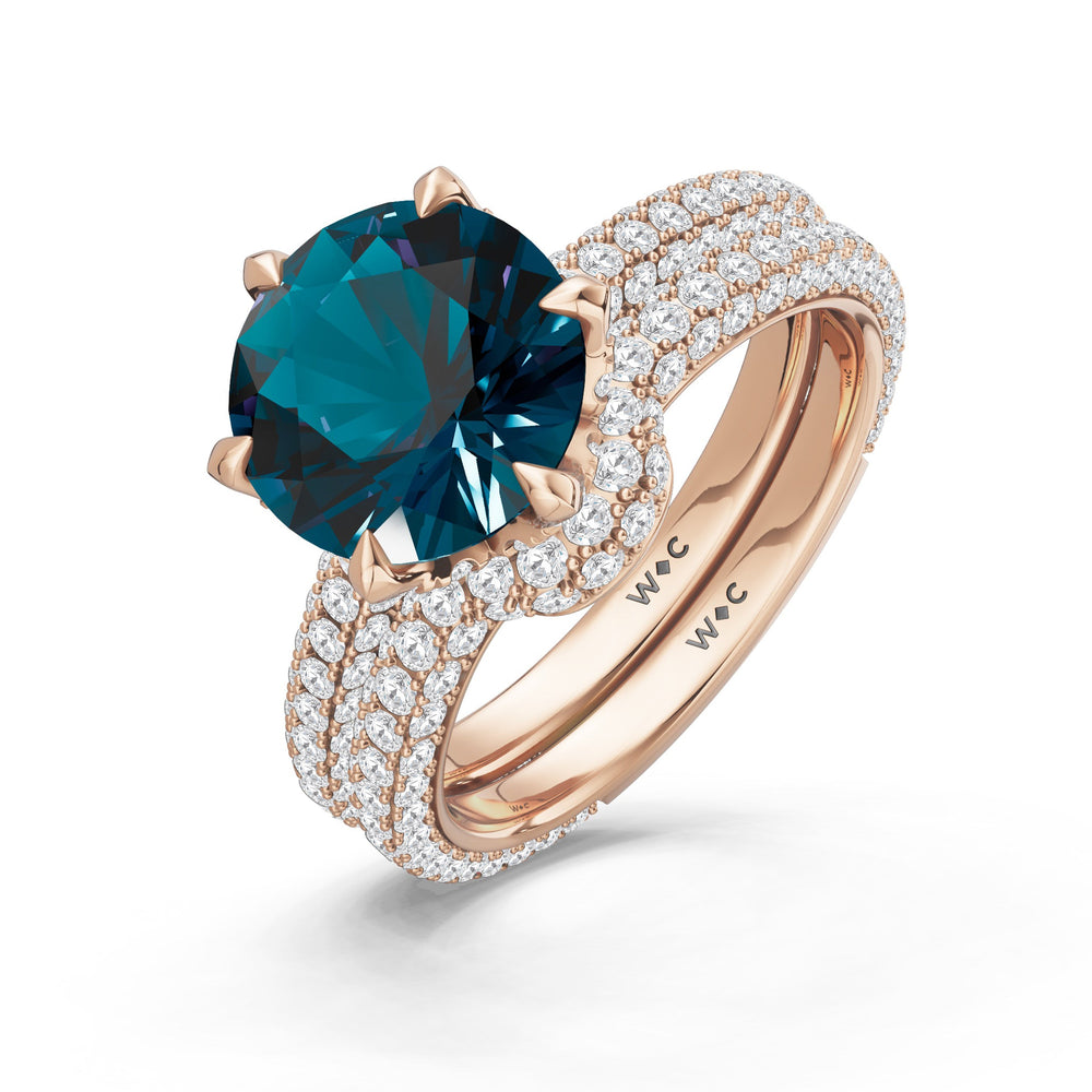 The Florence Ring with Created London Blue Topaz Cut Diamond in 14KT Rose Gold view 4
