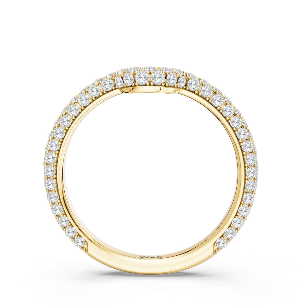 The Florence Diamond Wedding Band with Created Blue Sapphire Cut Diamond in 14KT Yellow Gold view 2
