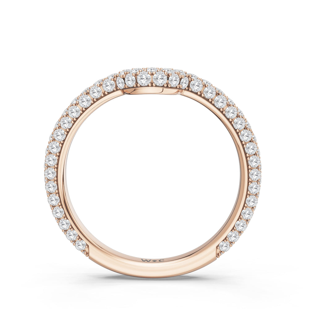 The Florence Diamond Wedding Band with Created London Blue Topaz Cut Diamond in 14KT Rose Gold view 2
