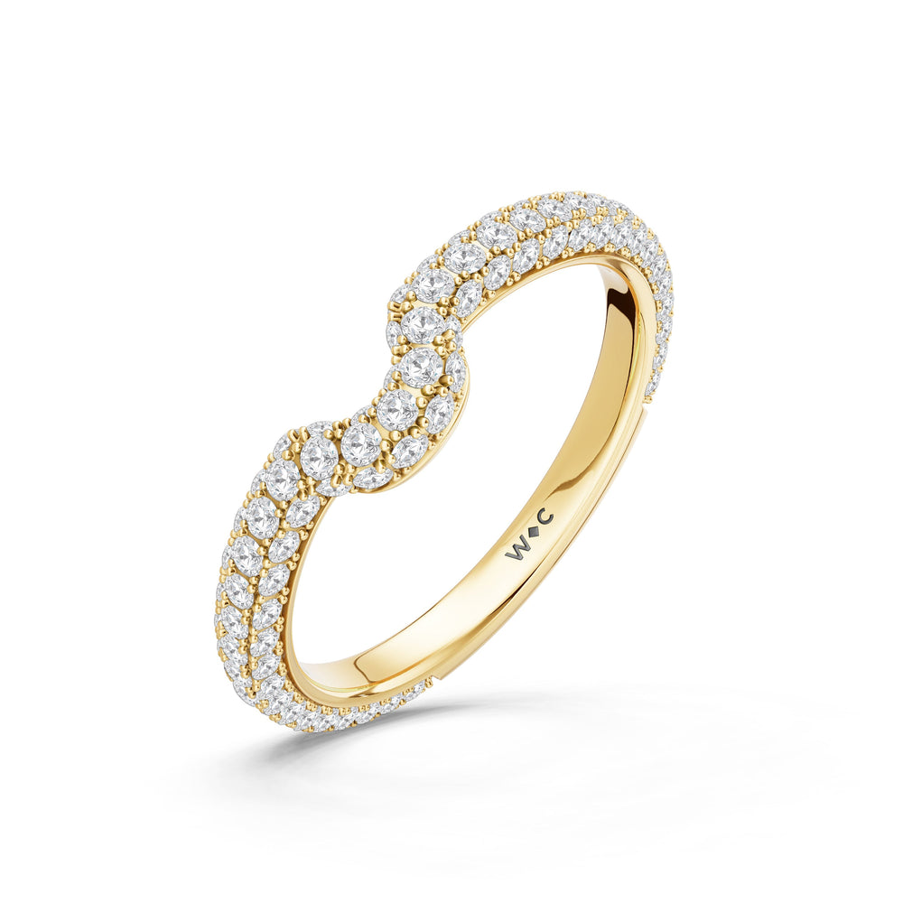 The Florence Diamond Wedding Band with Created Blue Sapphire Cut Diamond in 14KT Yellow Gold view 4
