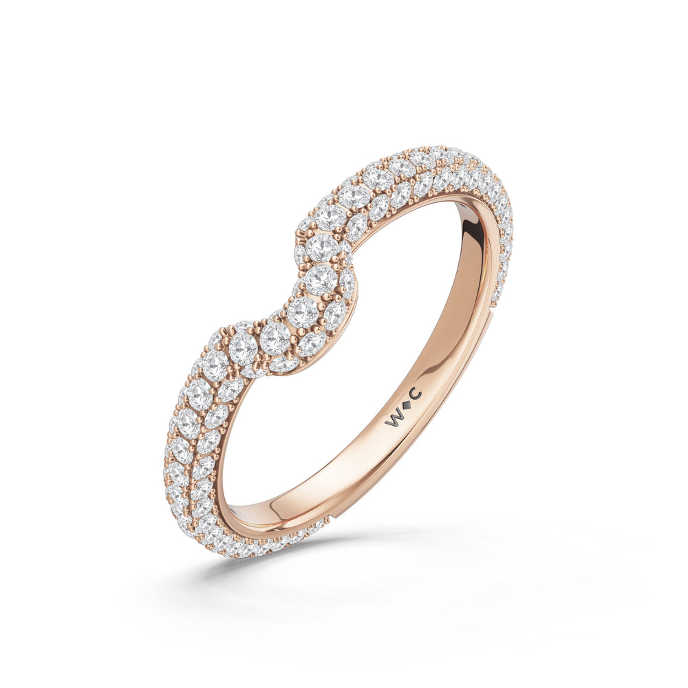 The Florence Diamond Wedding Band with Created Emerald Cut Diamond in 14KT Rose Gold view 4
