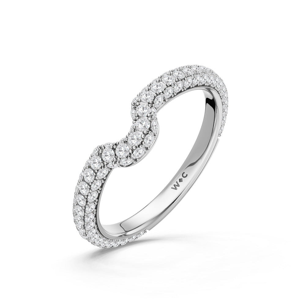 The Florence Diamond Wedding Band with Created Emerald Cut Diamond in 14KT Platinum view 4
