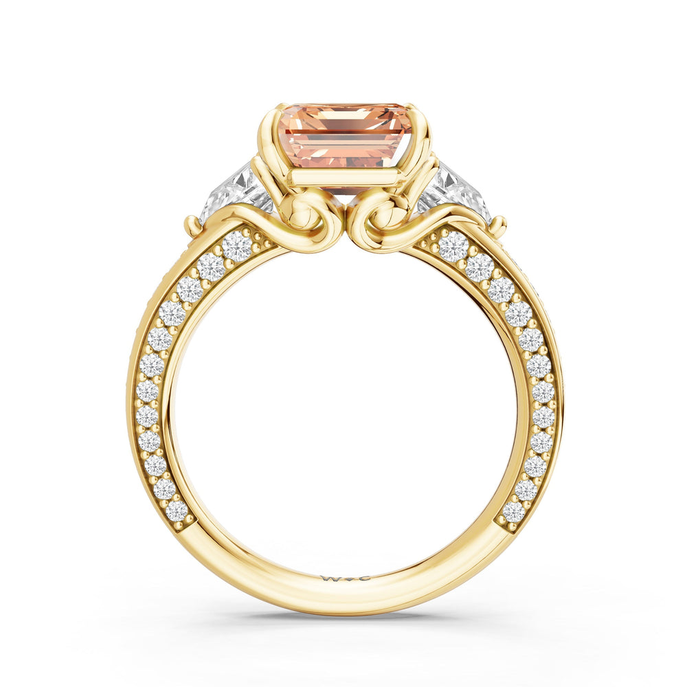 The Viridienne Ring with Created Morganite Cut Diamond in 14KT Yellow Gold view 2

