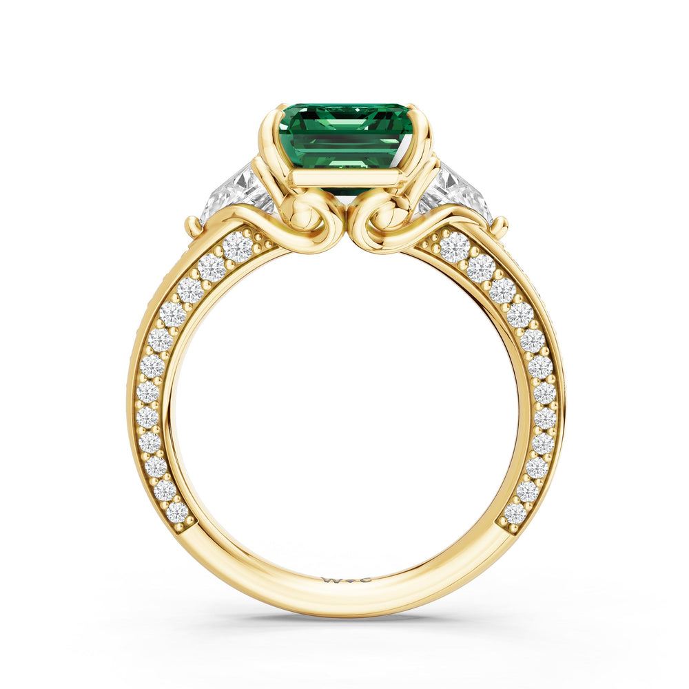 The Viridienne Ring with Created Emerald Cut Diamond in 14KT Yellow Gold view 2
