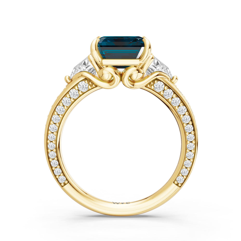 The Viridienne Ring with Created London Blue Topaz Cut Diamond in 14KT Yellow Gold view 2
