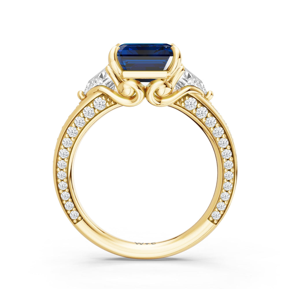 The Viridienne Ring with Created Blue Sapphire Cut Diamond in 14KT Yellow Gold view 2
