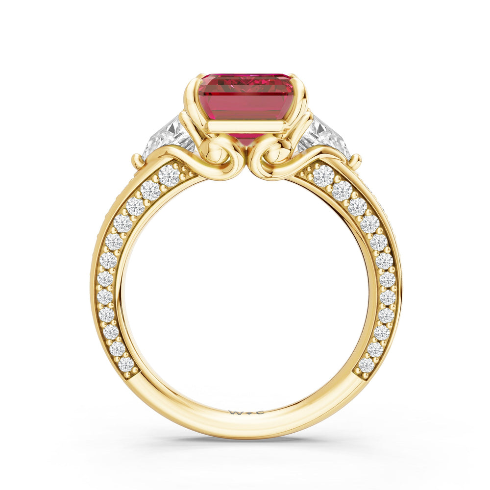 The Viridienne Ring with Created Ruby Cut Diamond in 14KT Yellow Gold view 2

