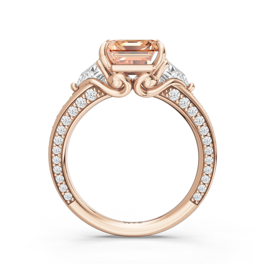 The Viridienne Ring with Created Morganite Cut Diamond in 14KT Rose Gold view 2
