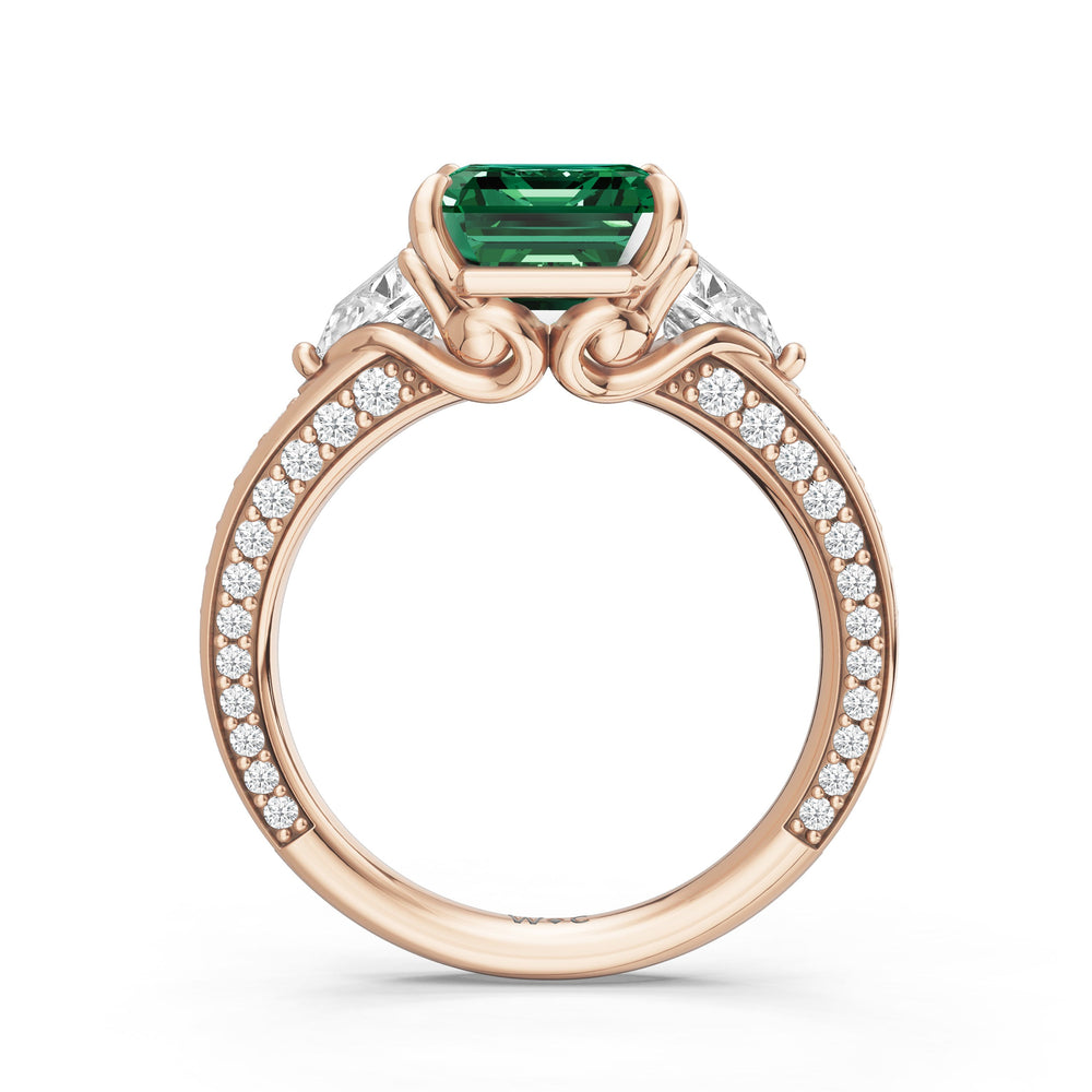 The Viridienne Ring with Created Emerald Cut Diamond in 14KT Rose Gold view 2
