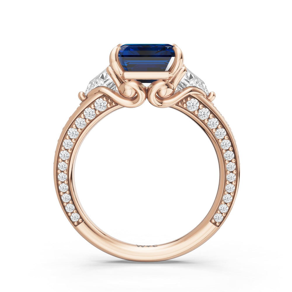 The Viridienne Ring with Created Blue Sapphire Cut Diamond in 14KT Rose Gold view 2
