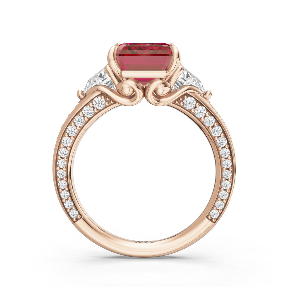 The Viridienne Ring with Created Ruby Cut Diamond in 14KT Rose Gold view 2

