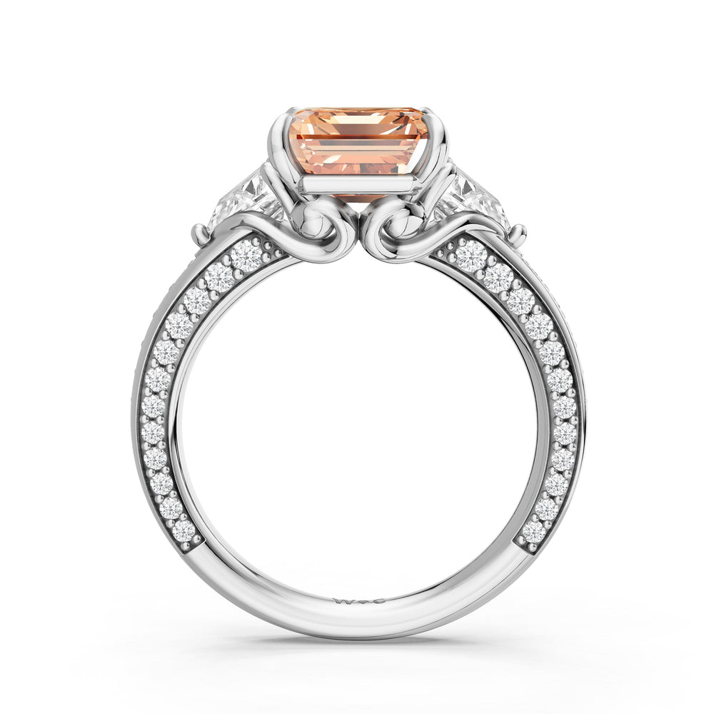 The Viridienne Ring with Created Morganite Cut Diamond in 14KT Platinum view 2
