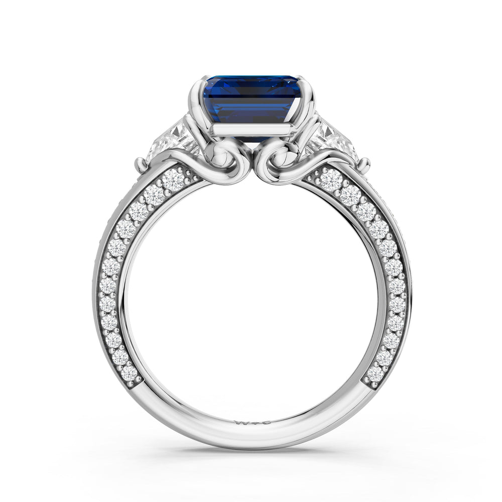The Viridienne Ring with Created London Blue Topaz Cut Diamond in 14KT Platinum view 2
