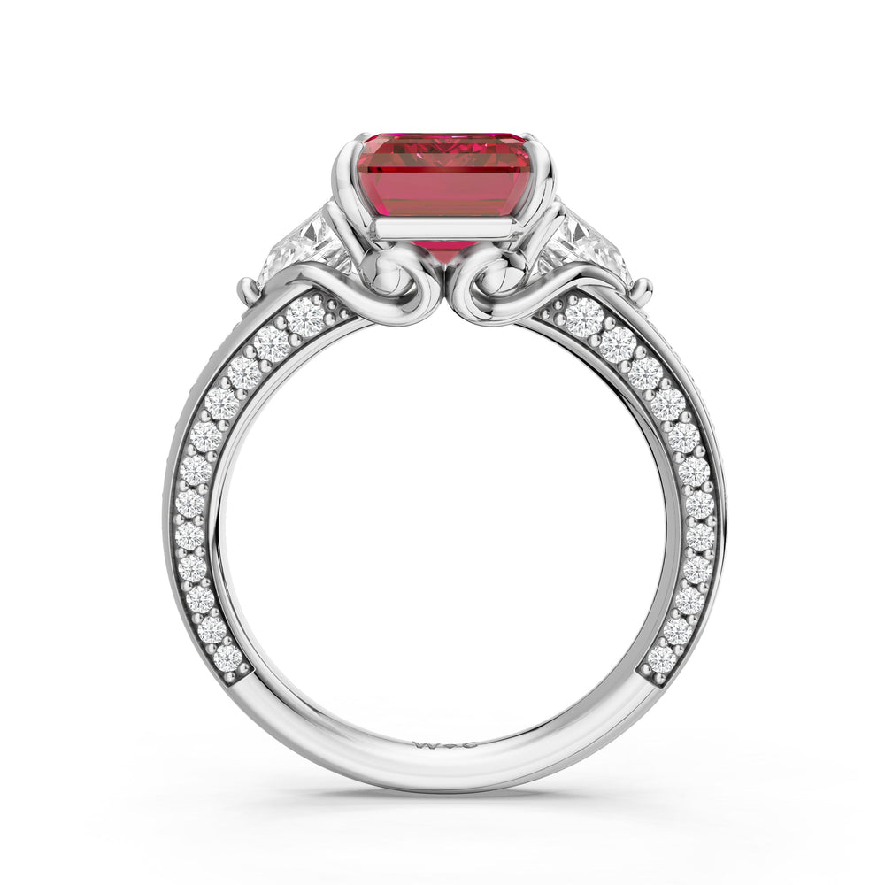 The Viridienne Ring with Created Ruby Cut Diamond in 14KT Platinum view 2
