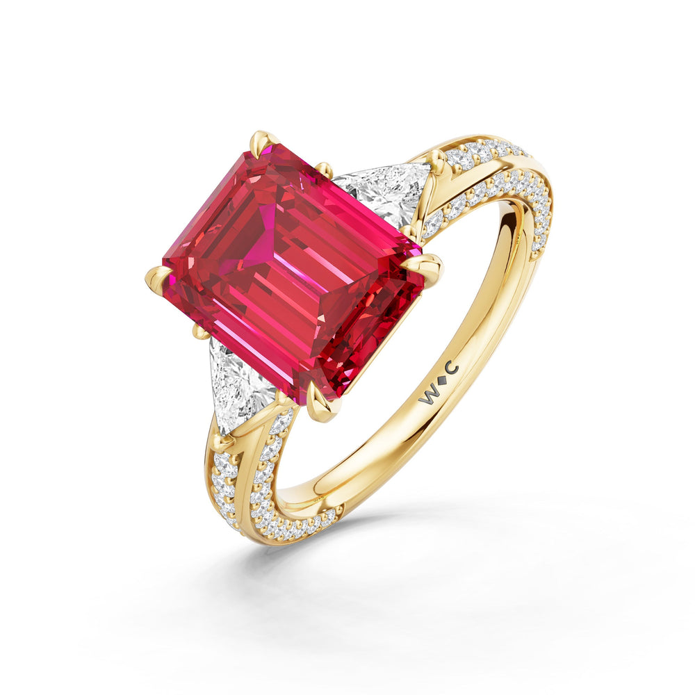 The Viridienne Ring with Created Ruby Cut Diamond in 14KT Yellow Gold view 3
