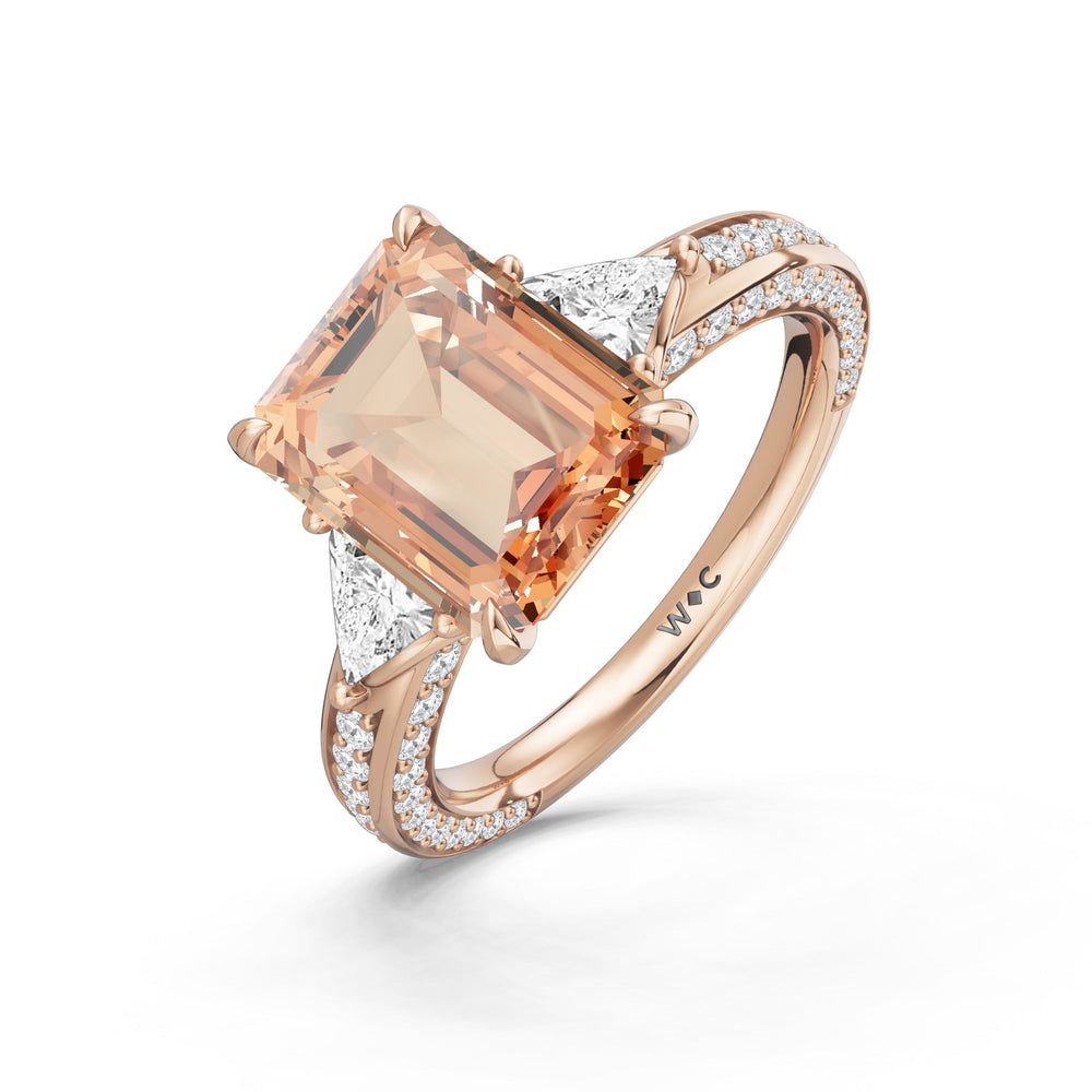 The Viridienne Ring with Created Morganite Cut Diamond in 14KT Rose Gold view 3
