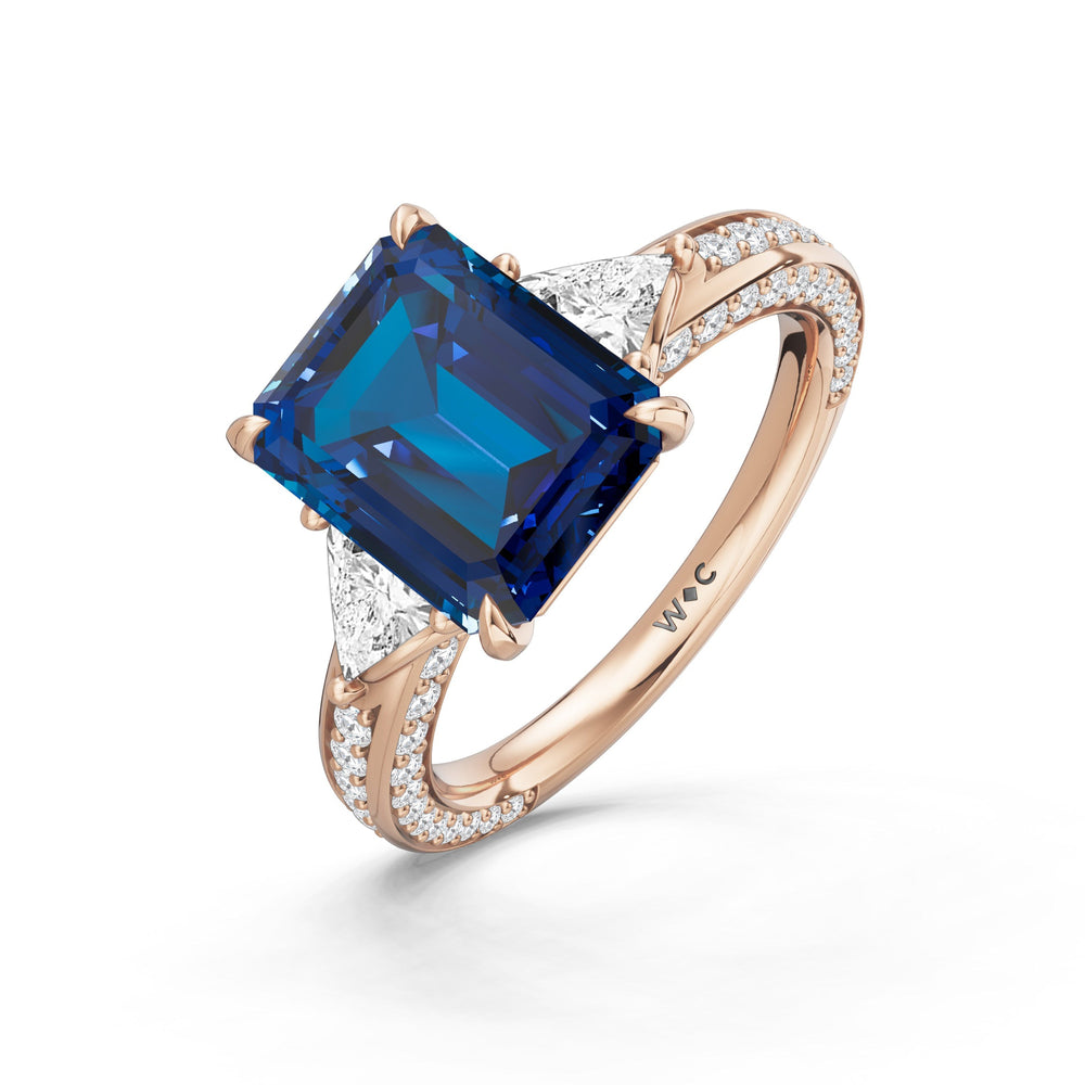 The Viridienne Ring with Created Blue Sapphire Cut Diamond in 14KT Rose Gold view 3
