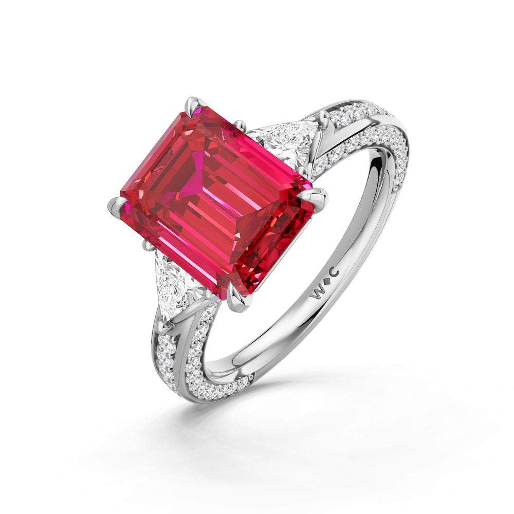 The Viridienne Ring with Created Ruby Cut Diamond in 14KT Platinum view 3
