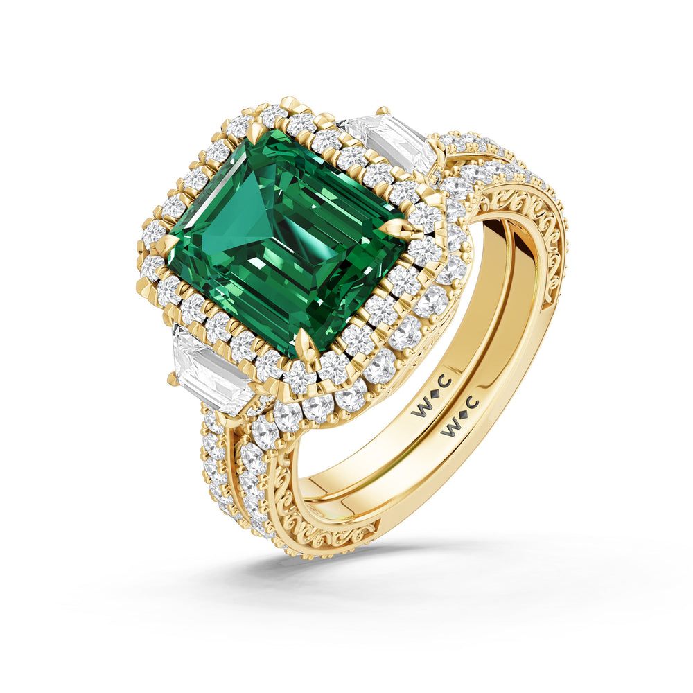 The Nocturne Ring with Created Emerald Cut Diamond in 14KT Yellow Gold view 4
