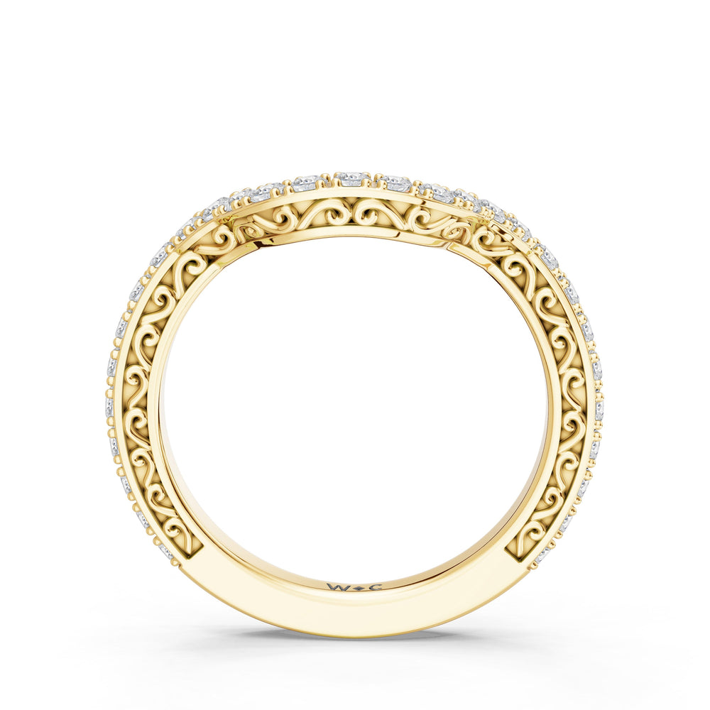 The Nocturne Diamond Wedding Band with Created Blue Sapphire Cut Diamond in 14KT Yellow Gold view 2
