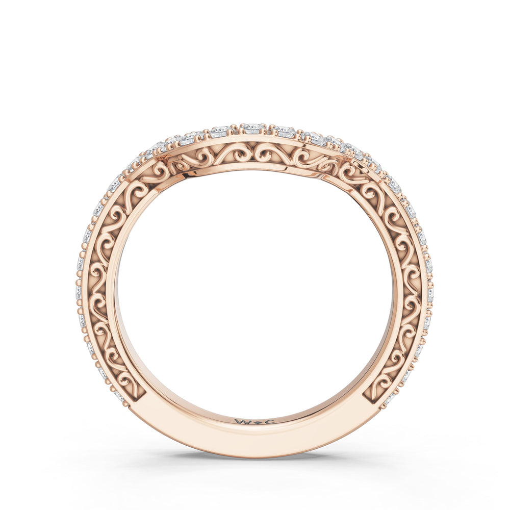 The Nocturne Diamond Wedding Band with Created London Blue Topaz Cut Diamond in 14KT Rose Gold view 2
