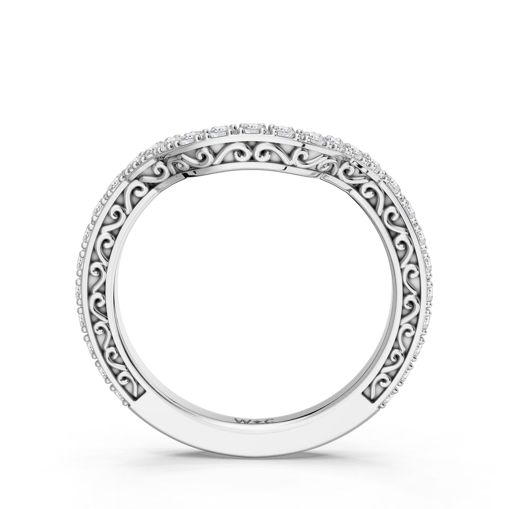 The Nocturne Diamond Wedding Band with Created Emerald Cut Diamond in 14KT Platinum view 2
