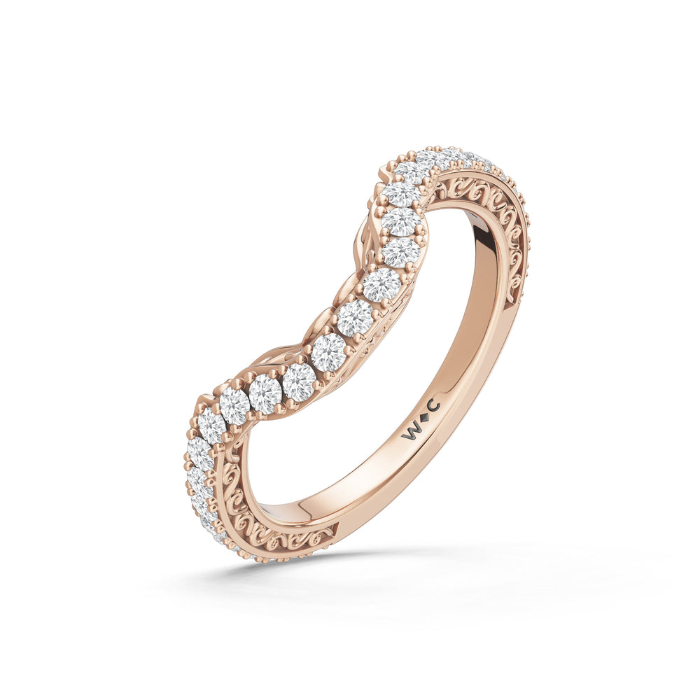 The Nocturne Diamond Wedding Band with Created Blue Sapphire Cut Diamond in 14KT Rose Gold view 4
