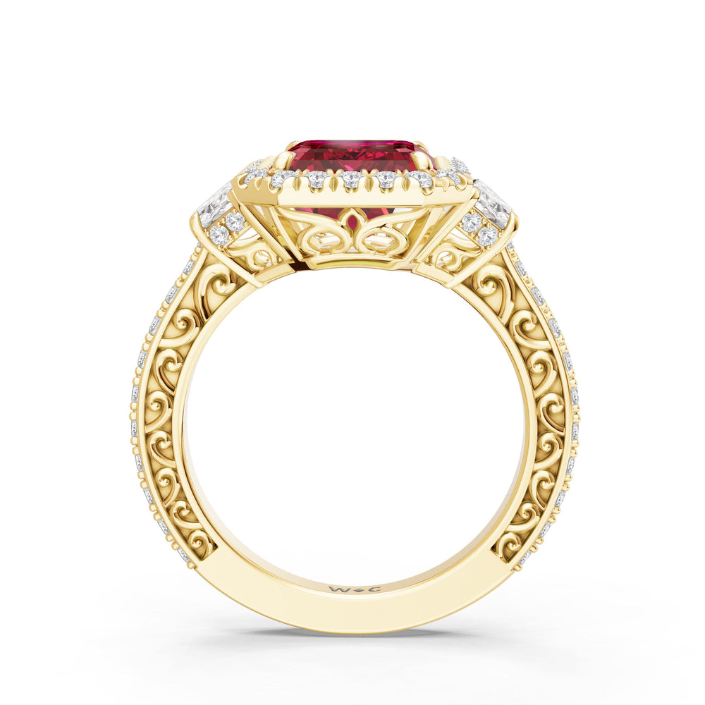 The Nocturne Ring with Created Ruby Cut Diamond in 14KT Yellow Gold view 2
