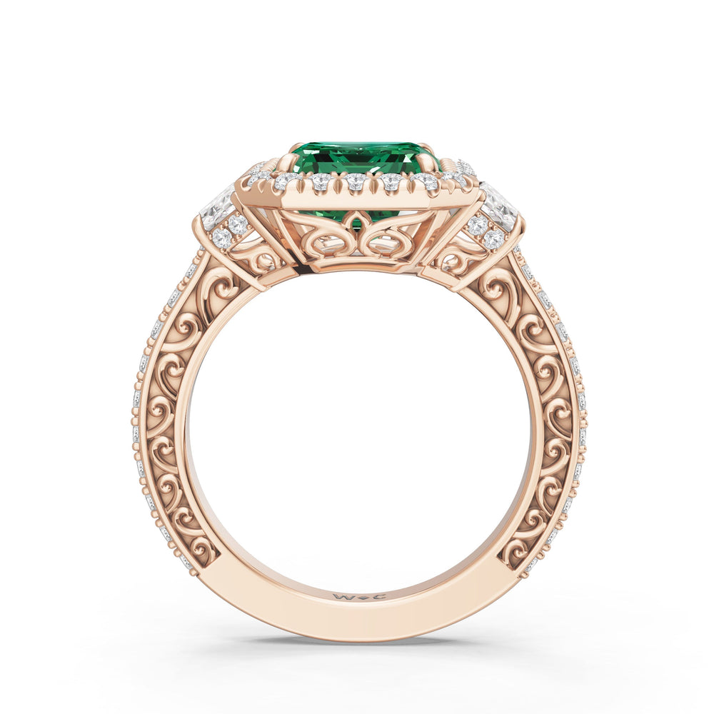 The Nocturne Ring with Created Emerald Cut Diamond in 14KT Rose Gold view 2
