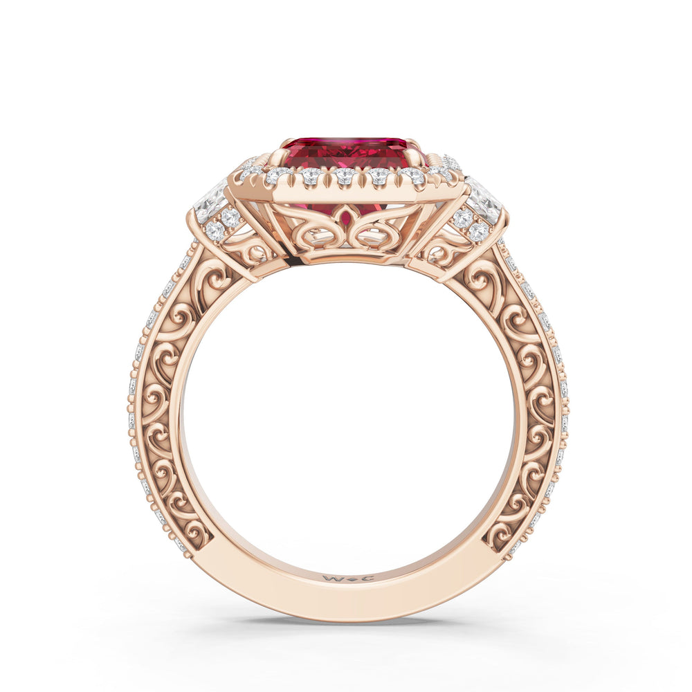 The Nocturne Ring with Created Ruby Cut Diamond in 14KT Rose Gold view 2
