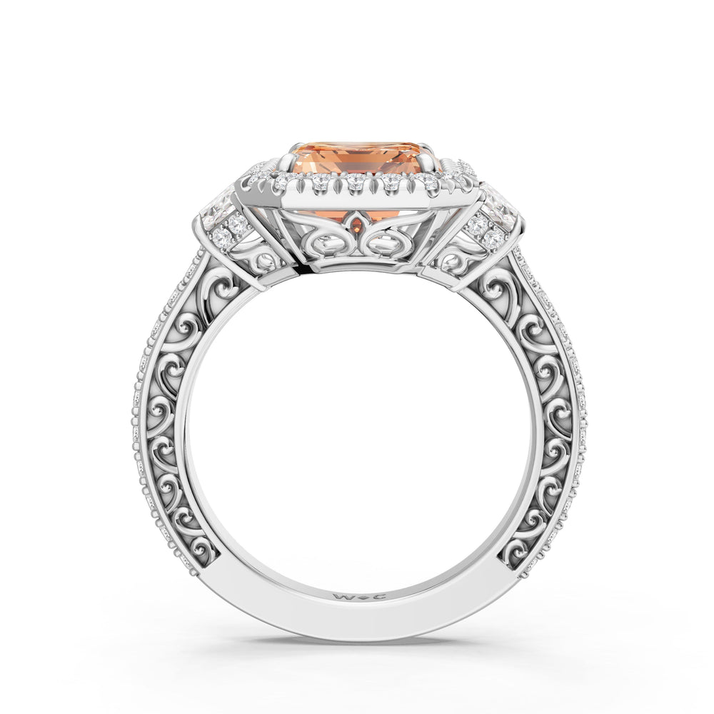 The Nocturne Ring with Created Morganite Cut Diamond in 14KT Platinum view 2
