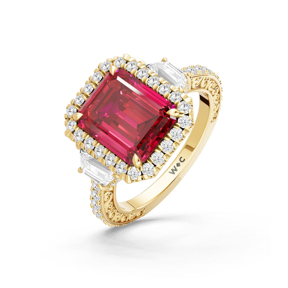 The Nocturne Ring with Created Ruby Cut Diamond in 14KT Yellow Gold view 3

