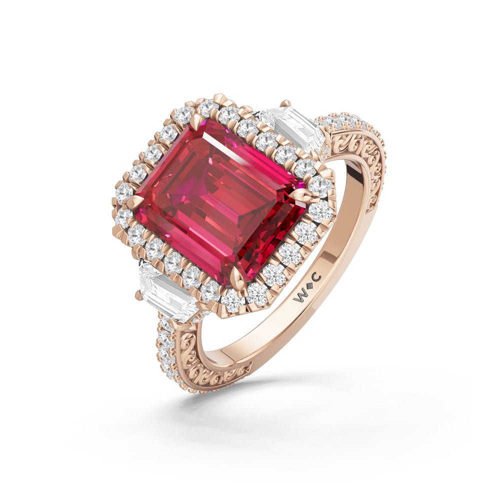 The Nocturne Ring with Created Ruby Cut Diamond in 14KT Rose Gold view 3
