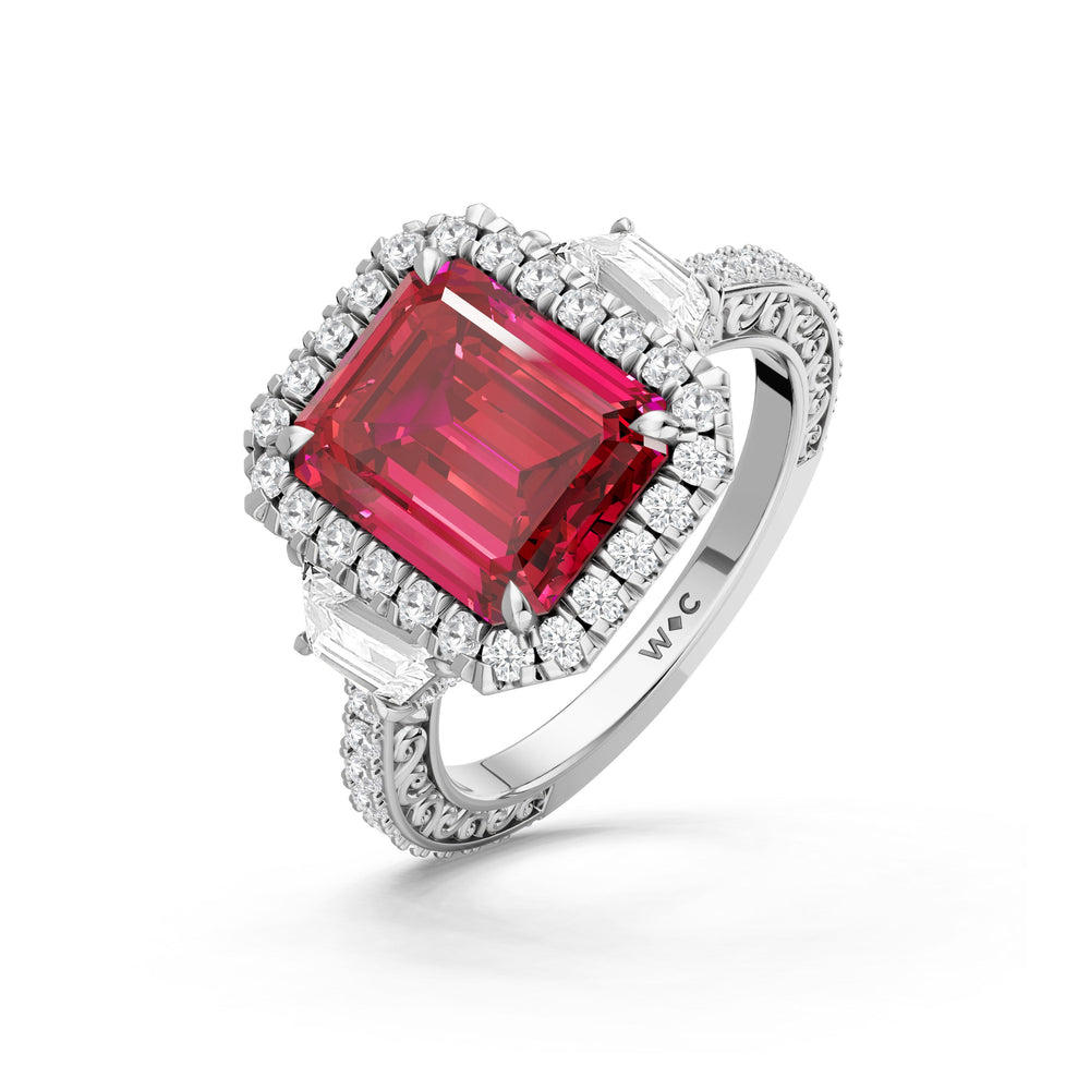 The Nocturne Ring with Created Ruby Cut Diamond in 14KT Platinum view 3
