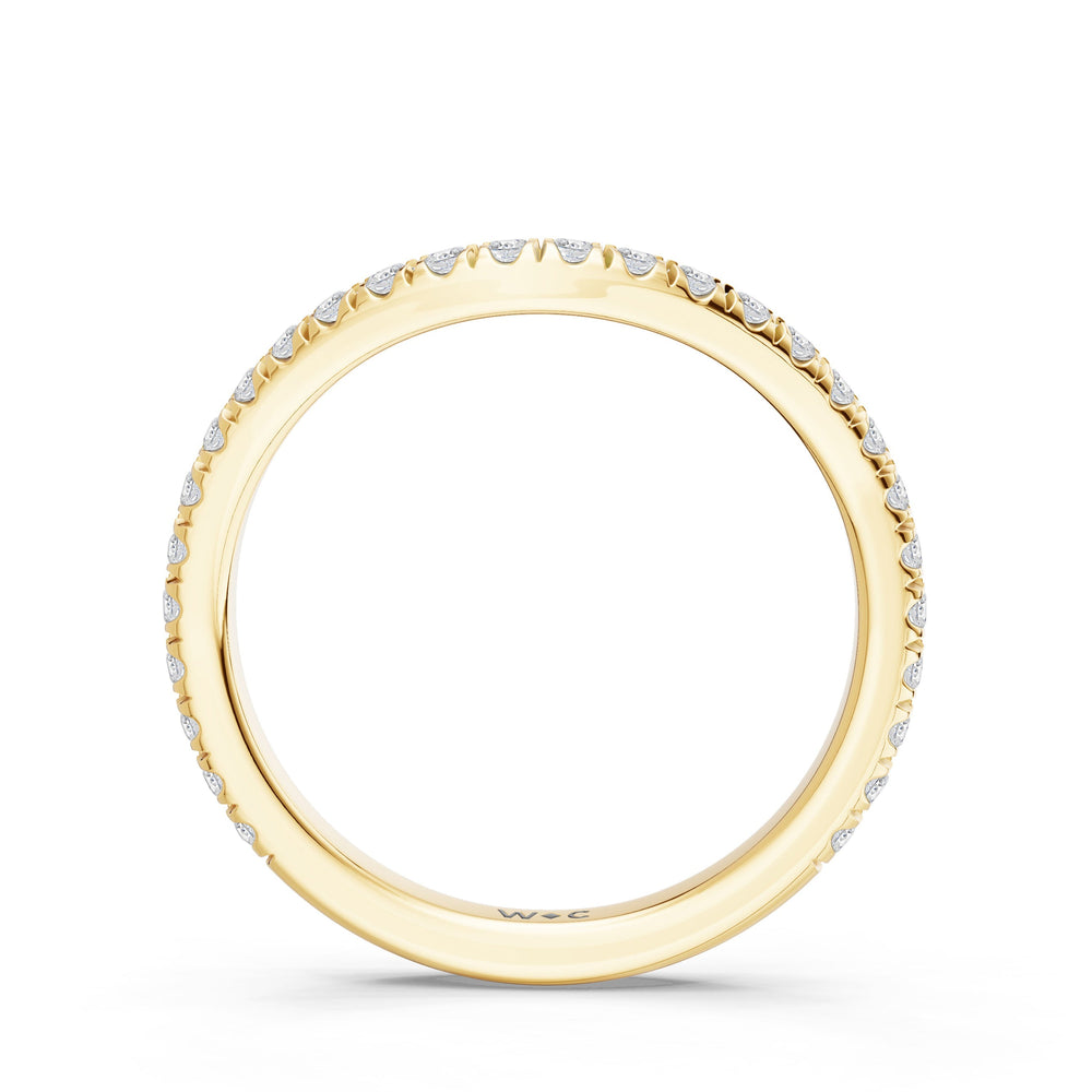 The Viridelle Diamond Wedding Band with Created London Blue Topaz Cut Diamond in 14KT Yellow Gold view 2
