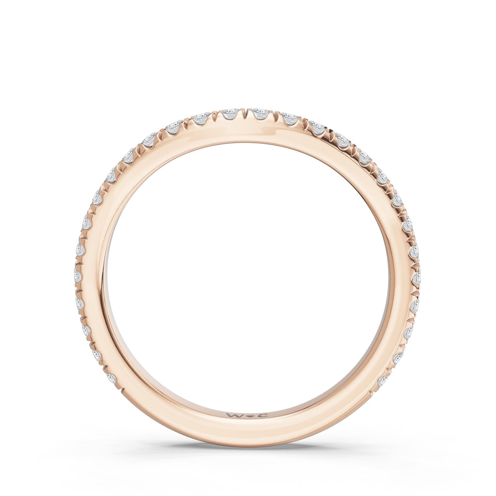 The Viridelle Diamond Wedding Band with Created Ruby Cut Diamond in 14KT Rose Gold view 2

