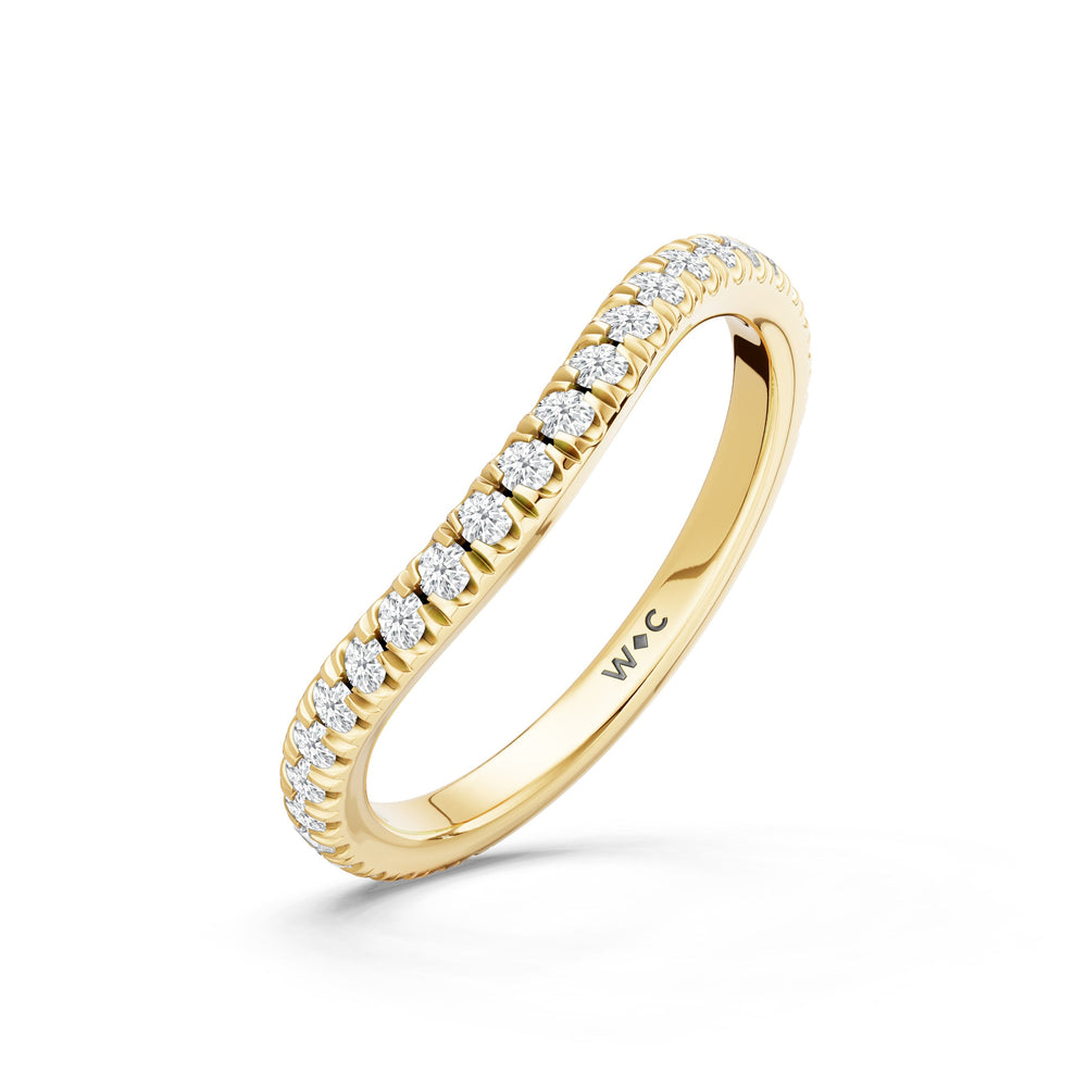 The Viridelle Diamond Wedding Band with Created Blue Sapphire Cut Diamond in 14KT Yellow Gold view 4
