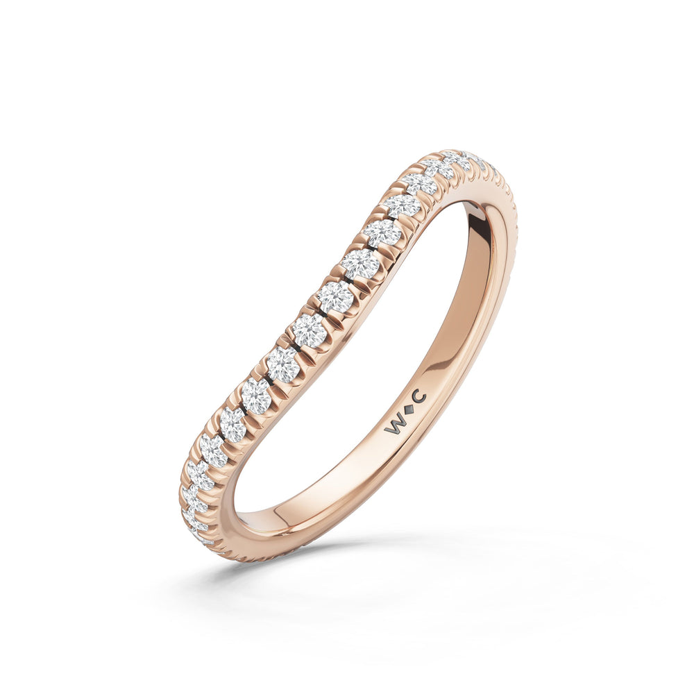 The Viridelle Diamond Wedding Band with Created London Blue Topaz Cut Diamond in 14KT Rose Gold view 4
