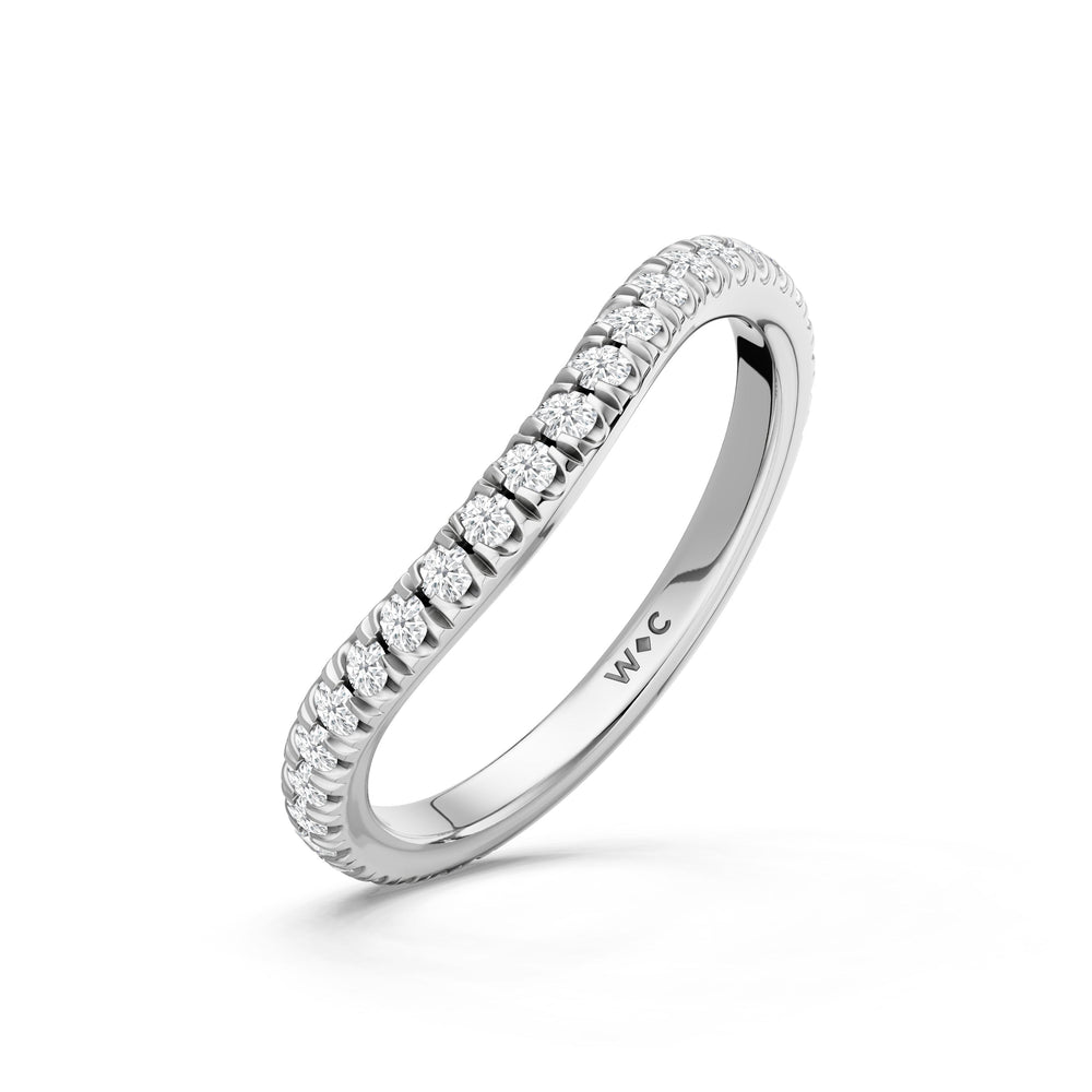 The Viridelle Diamond Wedding Band with Created Emerald Cut Diamond in 14KT Platinum view 4
