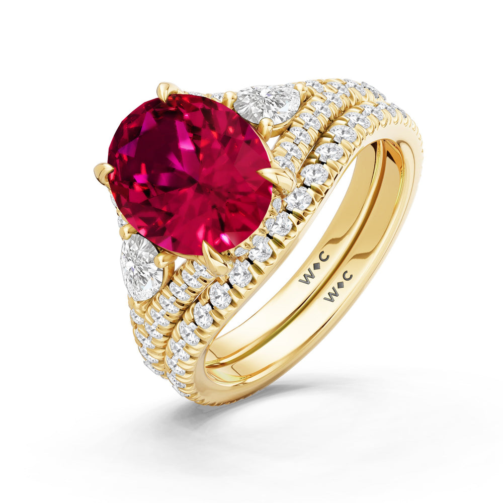 The Viridelle Ring with Created Ruby Cut Diamond in 14KT Yellow Gold view 4
