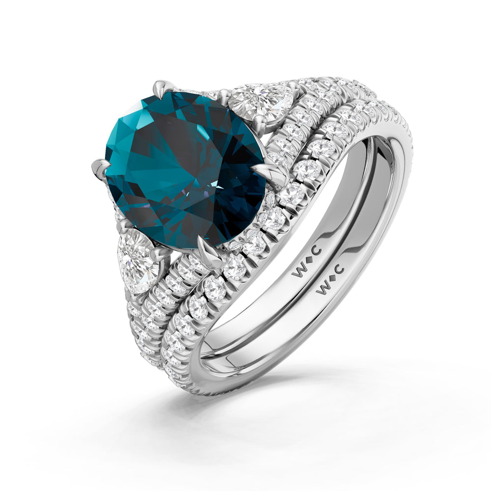 The Viridelle Ring with Created London Blue Topaz Cut Diamond in 14KT Platinum view 4
