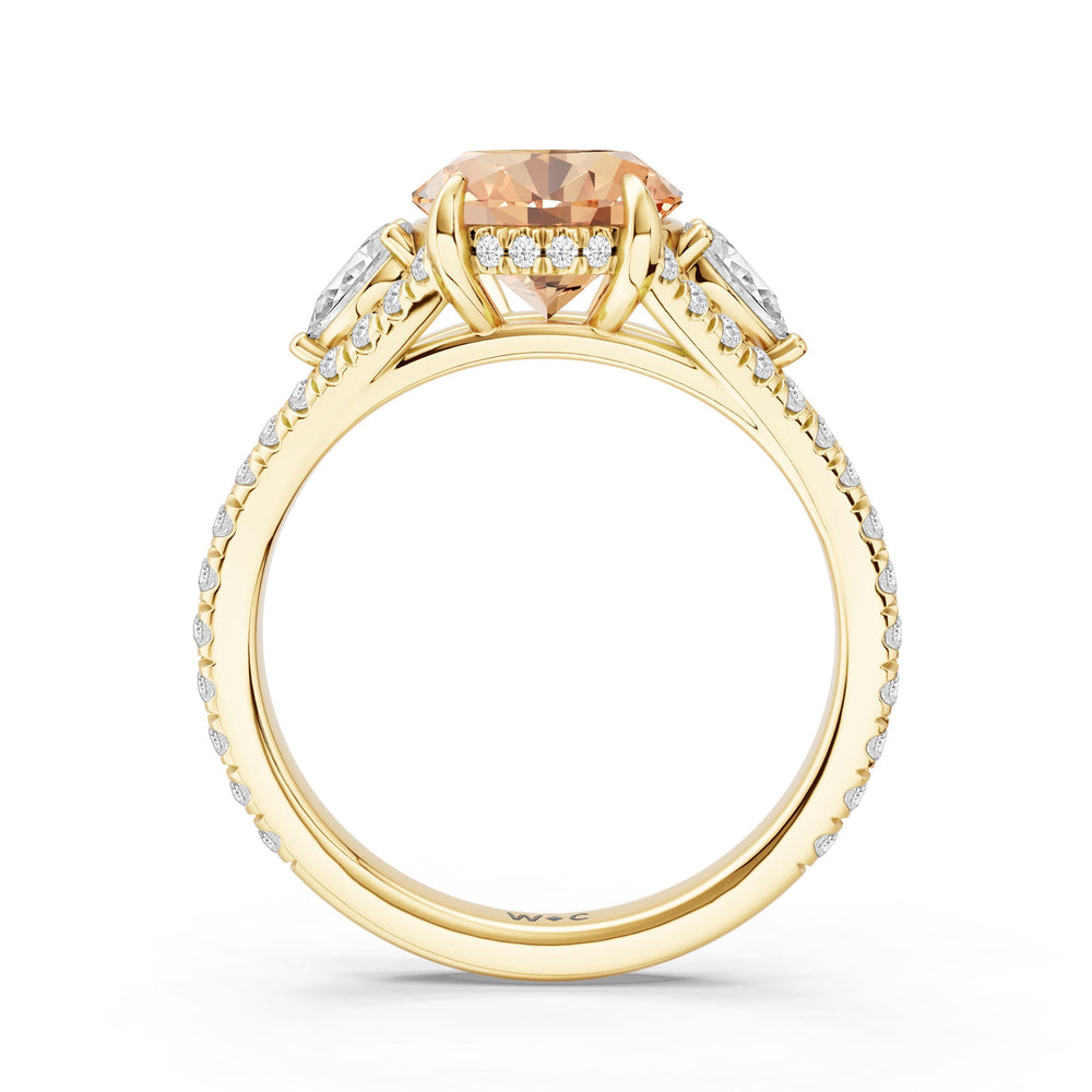 The Viridelle Ring with Created Morganite Cut Diamond in 14KT Yellow Gold view 2
