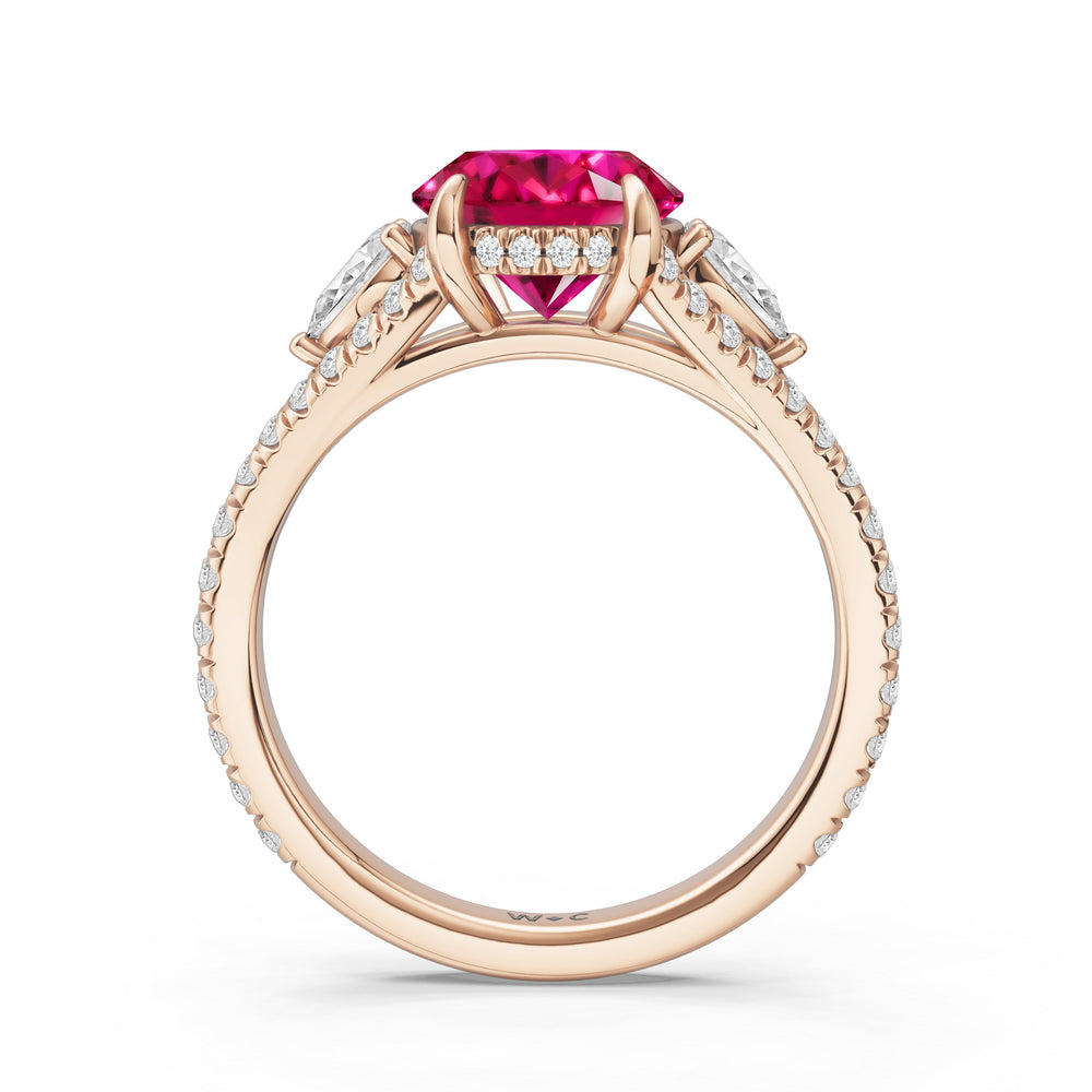 The Viridelle Ring with Created Ruby Cut Diamond in 14KT Rose Gold view 2
