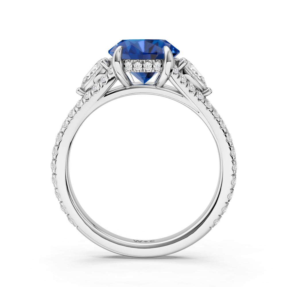 The Viridelle Ring with Created Blue Sapphire Cut Diamond in 14KT Platinum view 2
