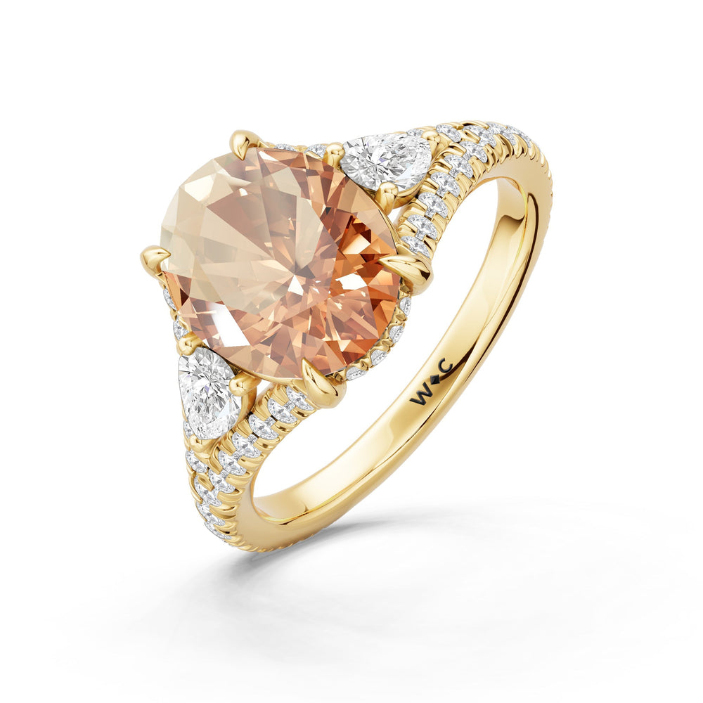 The Viridelle Ring with Created Morganite Cut Diamond in 14KT Yellow Gold view 3

