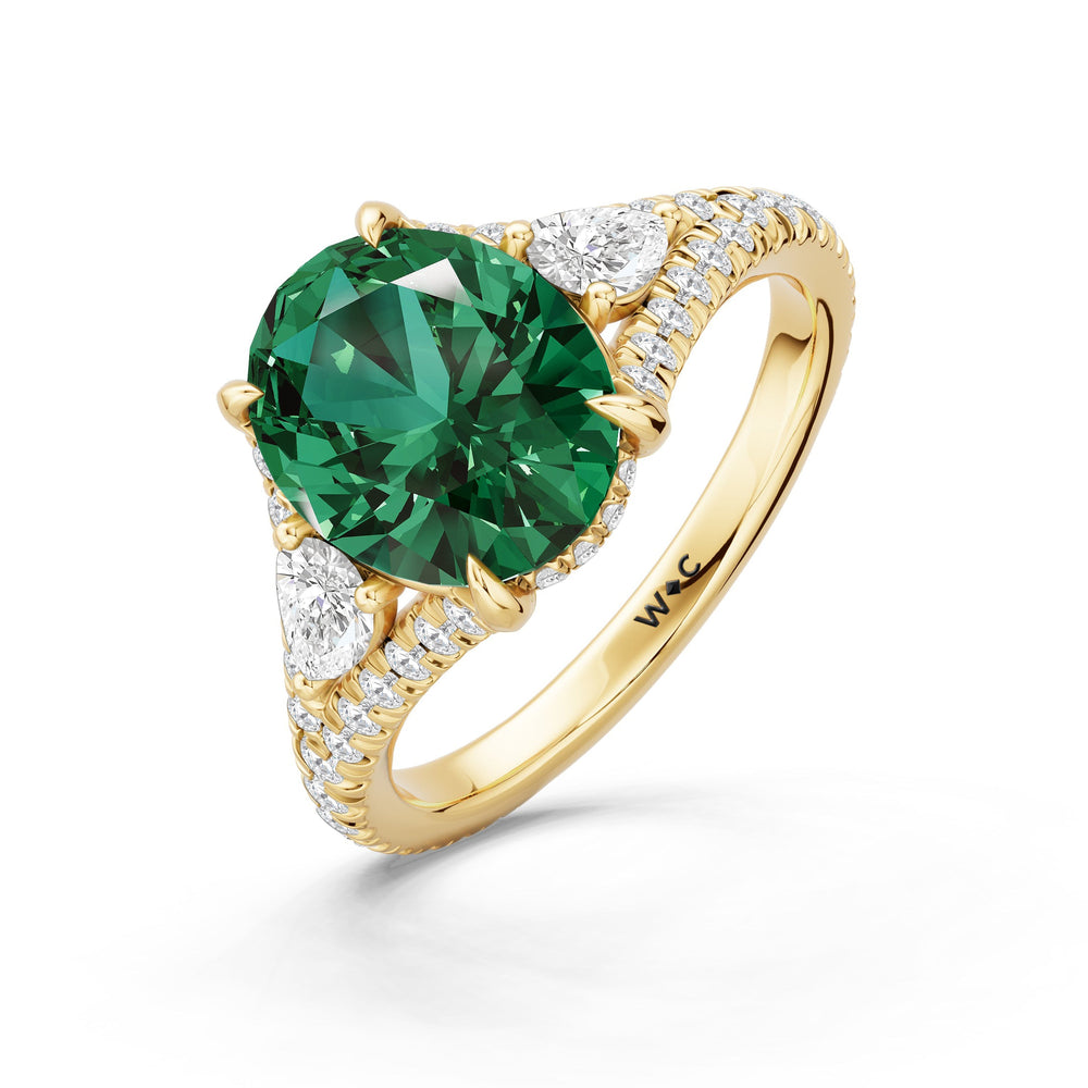The Viridelle Ring with Created Emerald Cut Diamond in 14KT Yellow Gold view 3
