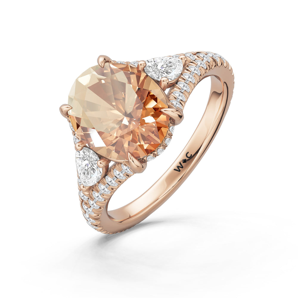 The Viridelle Ring with Created Morganite Cut Diamond in 14KT Rose Gold view 3
