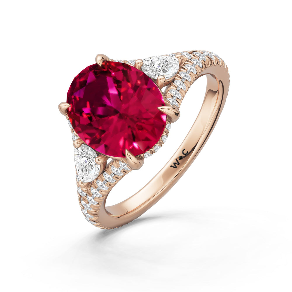 The Viridelle Ring with Created Ruby Cut Diamond in 14KT Rose Gold view 3
