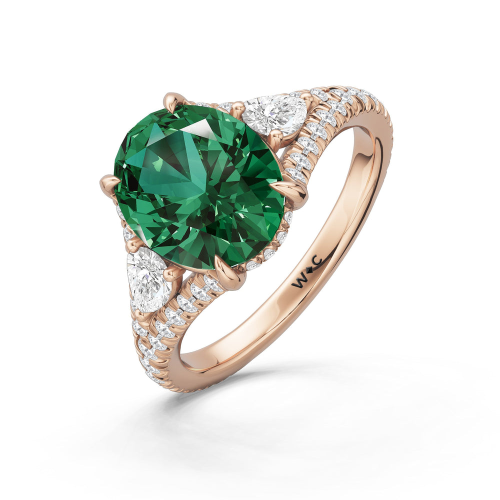 The Viridelle Ring with Created Emerald Cut Diamond in 14KT Rose Gold view 3
