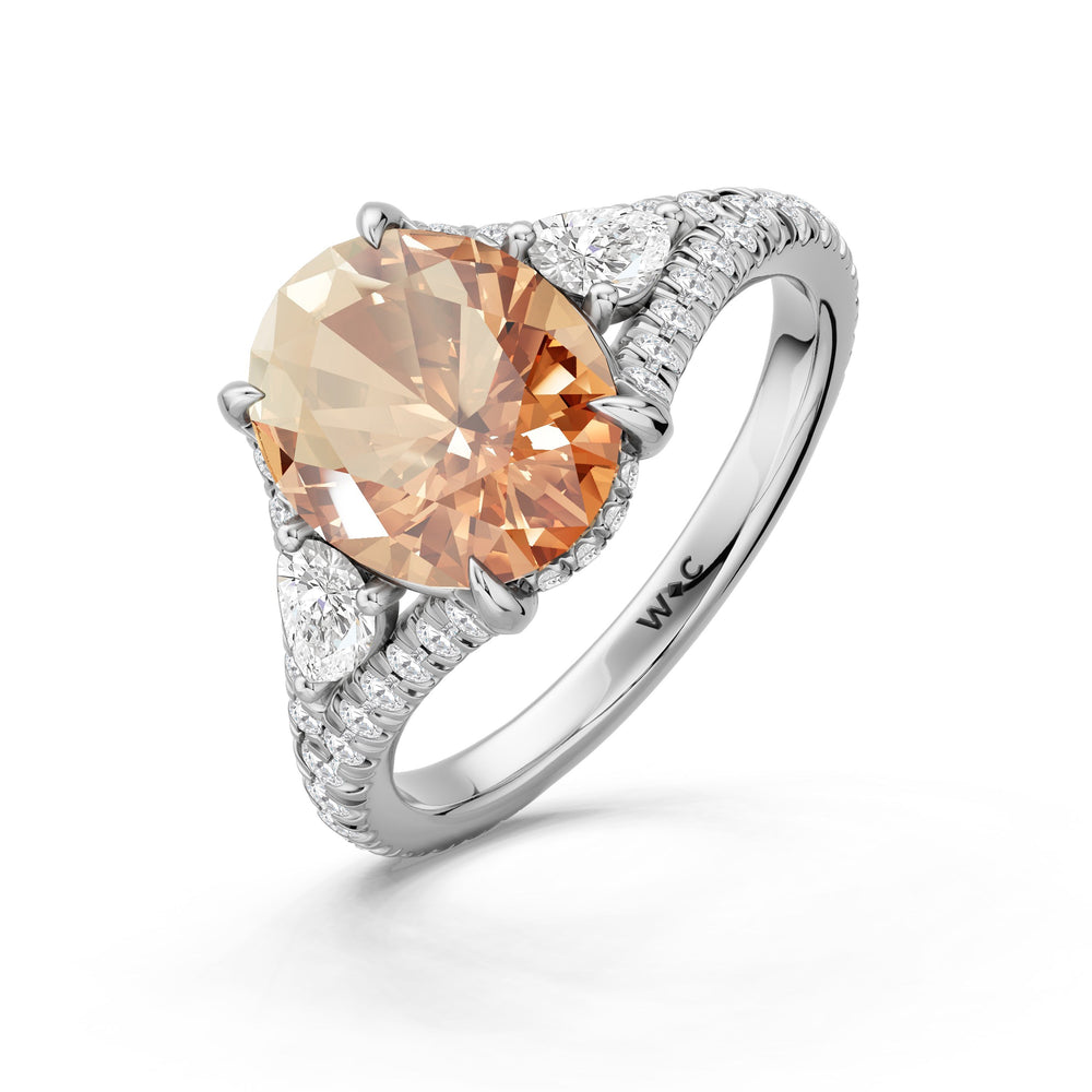 The Viridelle Ring with Created Morganite Cut Diamond in 14KT Platinum view 3
